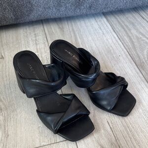Marc Fisher Black Leather Mules